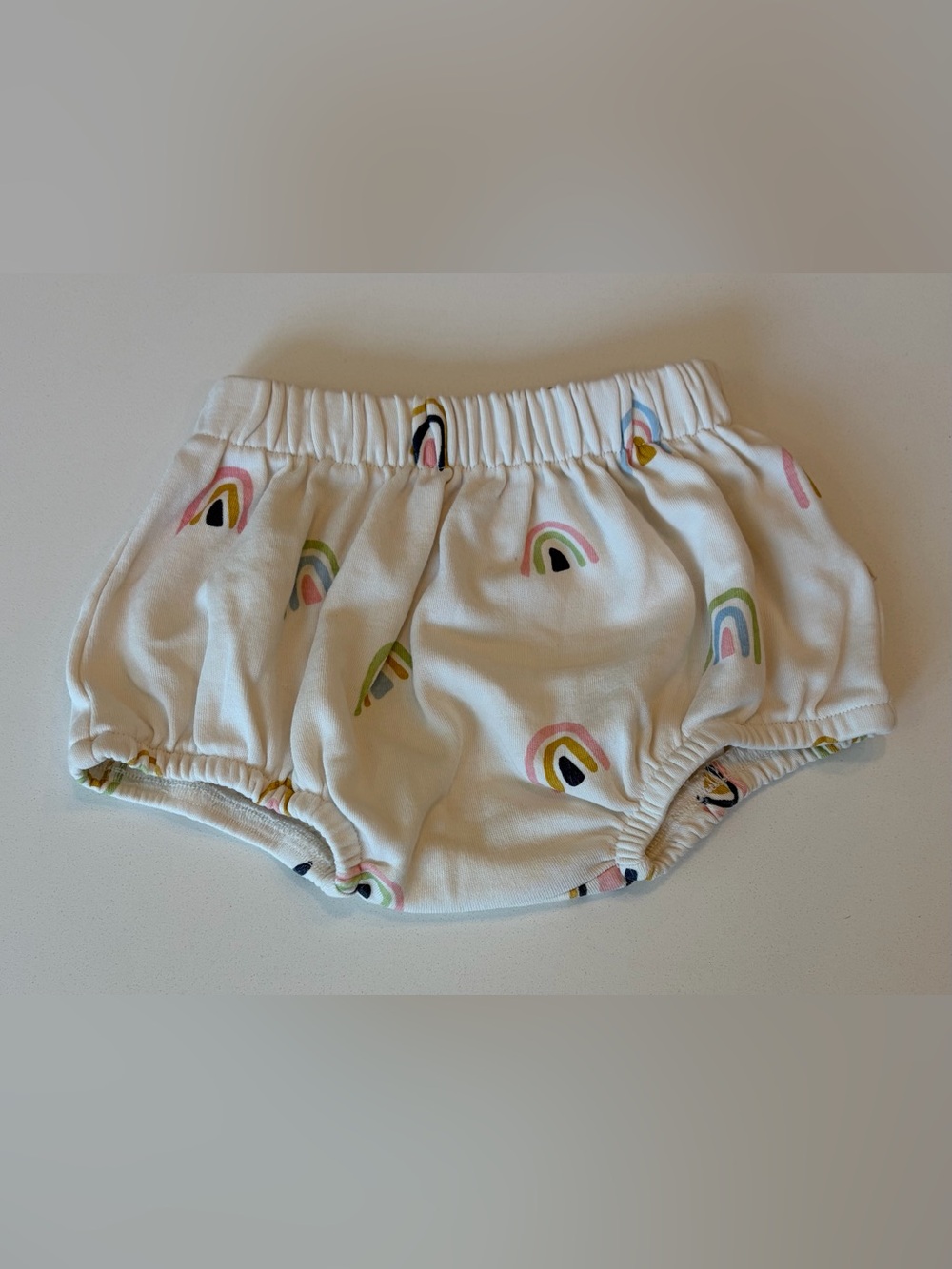 White Rainbow-Print Bloomers